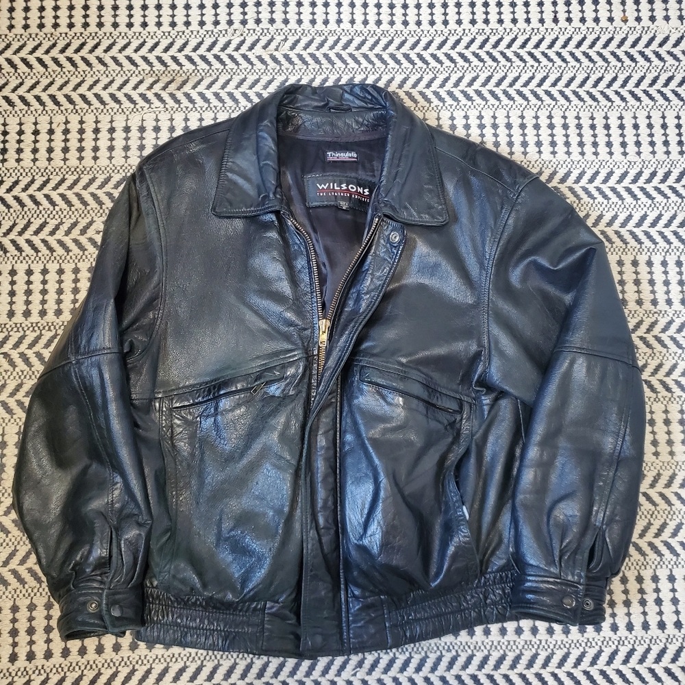 Wilson Black Bomber Jacket Leather